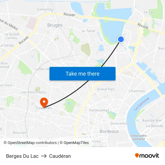 Berges Du Lac to Caudéran map