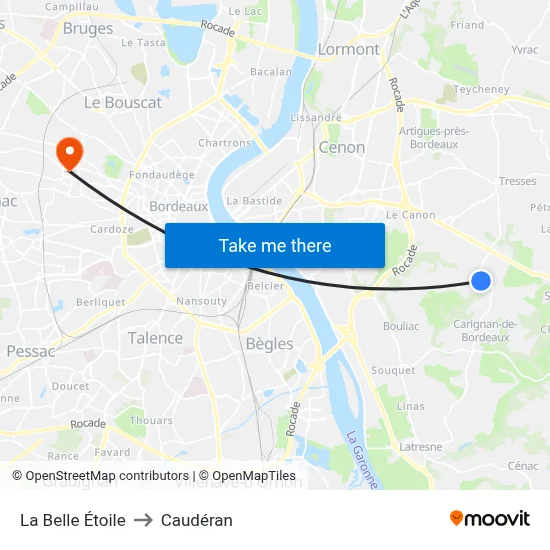 La Belle Étoile to Caudéran map