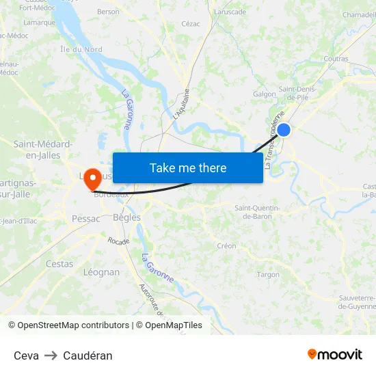 Ceva to Caudéran map