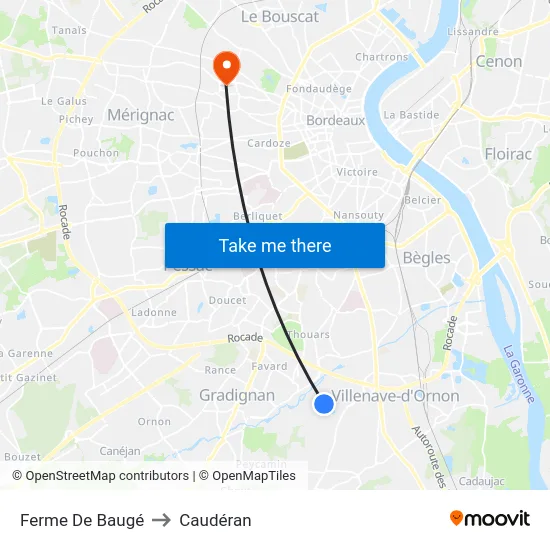 Ferme De Baugé to Caudéran map