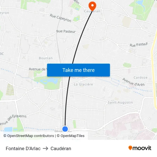 Fontaine D'Arlac to Caudéran map