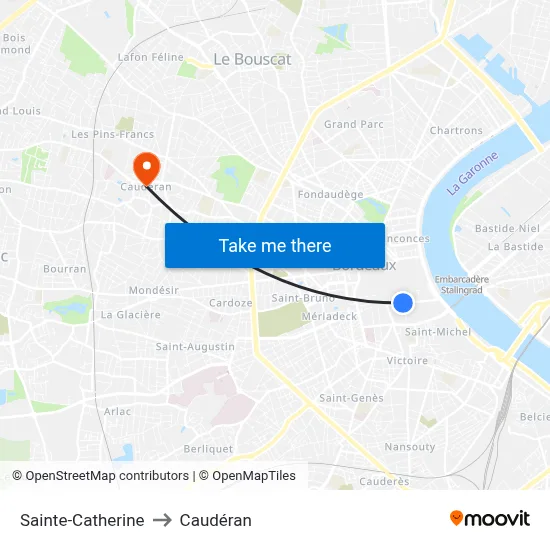 Sainte-Catherine to Caudéran map