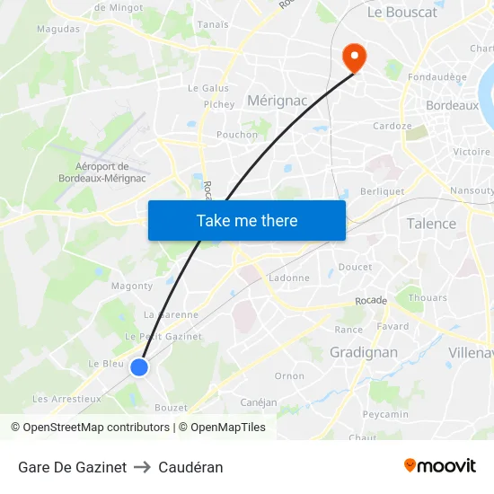 Gare De Gazinet to Caudéran map