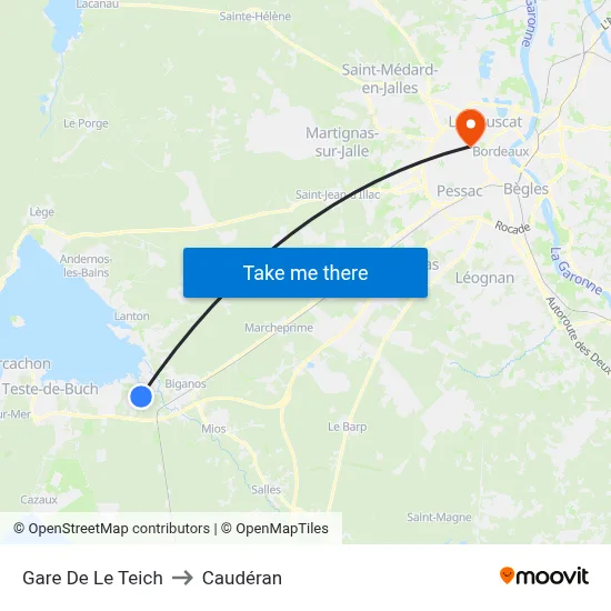 Gare De Le Teich to Caudéran map