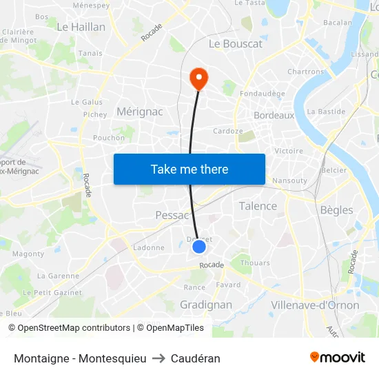 Montaigne - Montesquieu to Caudéran map