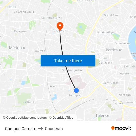 Campus Carreire to Caudéran map
