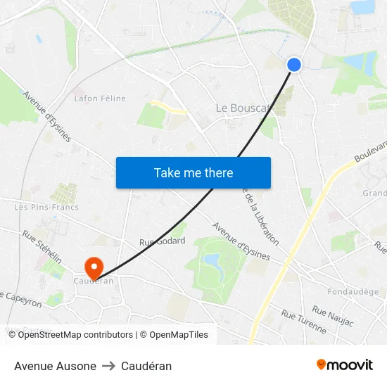 Avenue Ausone to Caudéran map