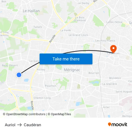 Auriol to Caudéran map