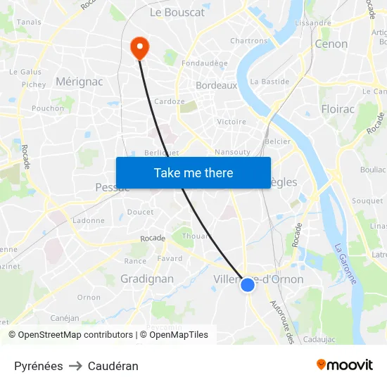 Pyrénées to Caudéran map
