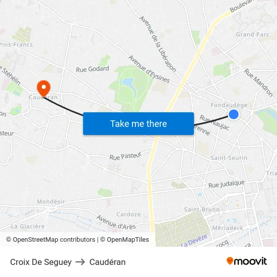 Croix De Seguey to Caudéran map
