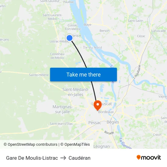 Gare De Moulis-Listrac to Caudéran map
