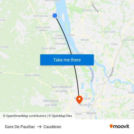 Gare De Pauillac to Caudéran map