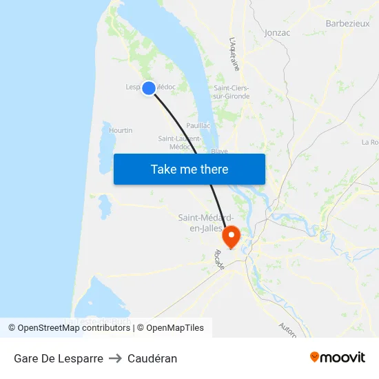 Gare De Lesparre to Caudéran map