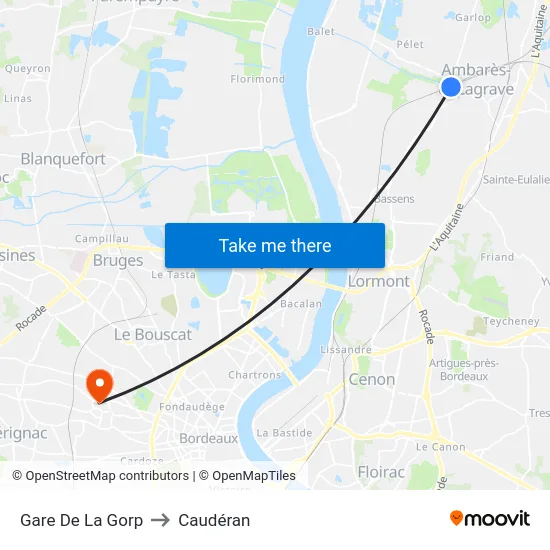 Gare De La Gorp to Caudéran map