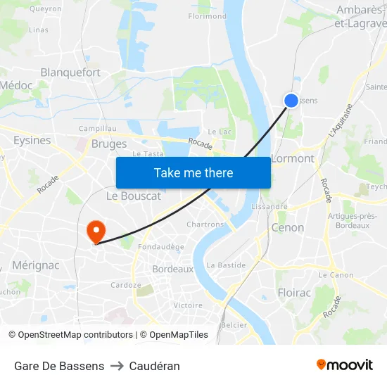 Gare De Bassens to Caudéran map