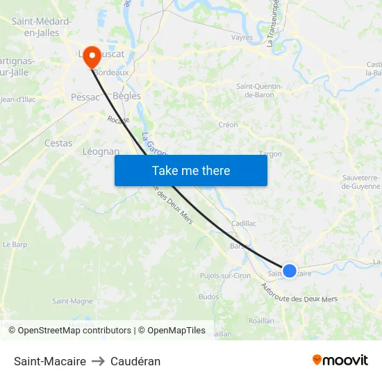 Saint-Macaire to Caudéran map