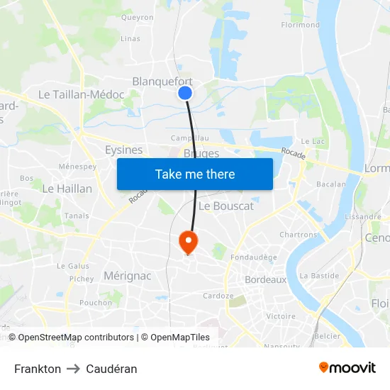 Frankton to Caudéran map