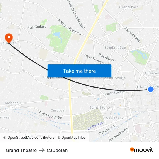 Grand Théâtre to Caudéran map