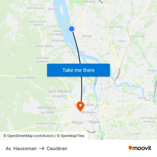 Av. Haussman to Caudéran map