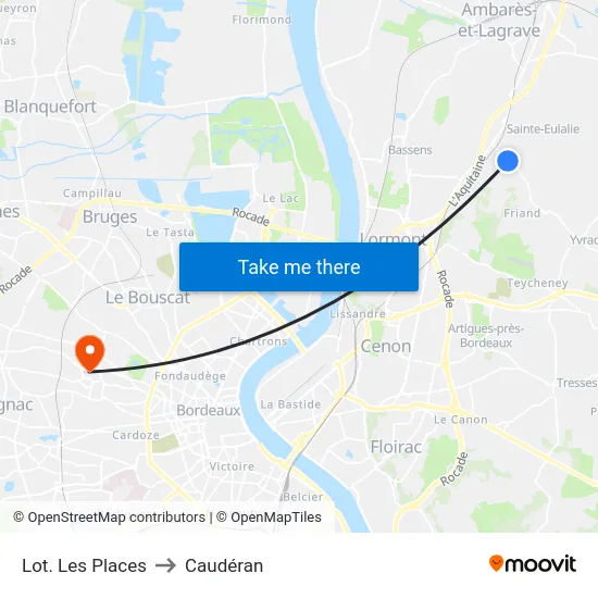 Lot. Les Places to Caudéran map