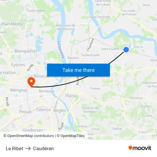 Le Ribet to Caudéran map