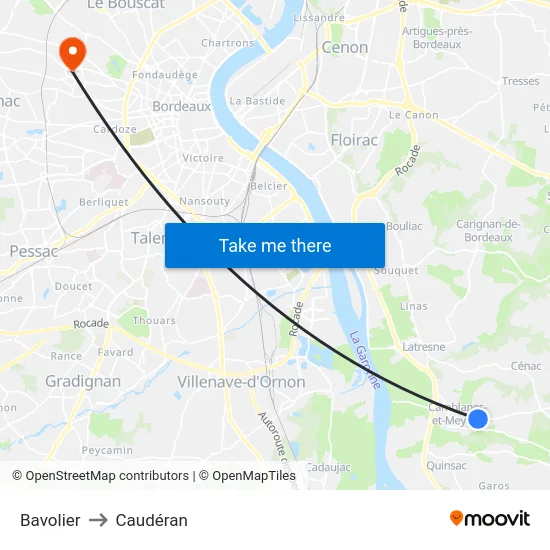 Bavolier to Caudéran map