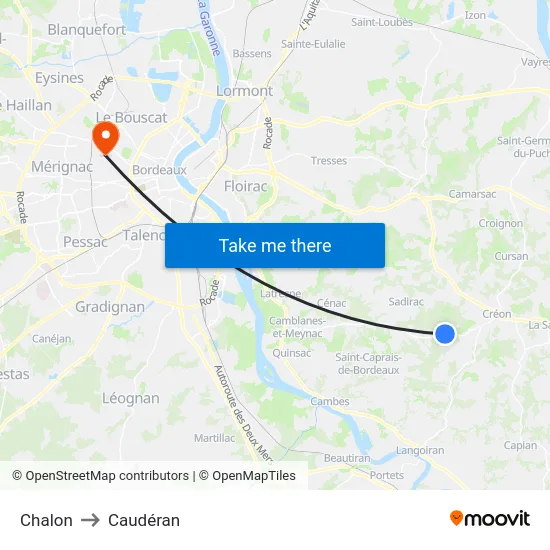 Chalon to Caudéran map