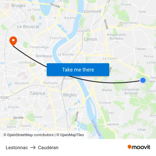 Lestonnac to Caudéran map