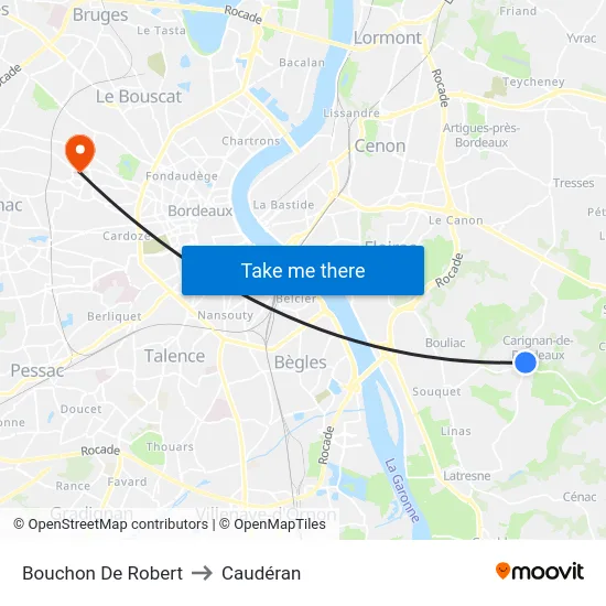 Bouchon De Robert to Caudéran map