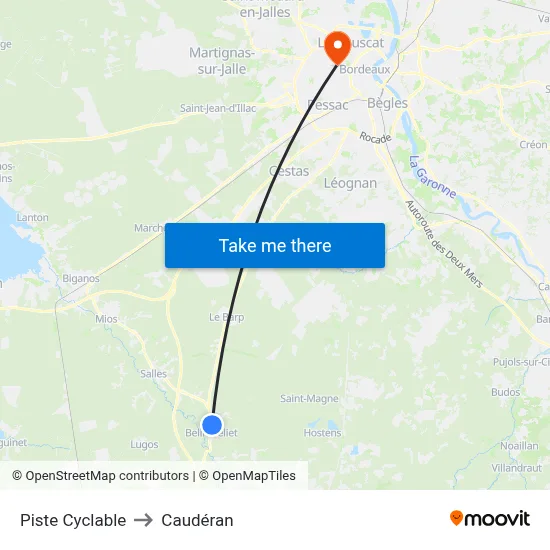 Piste Cyclable to Caudéran map