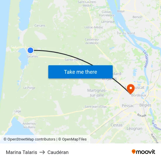 Marina Talaris to Caudéran map