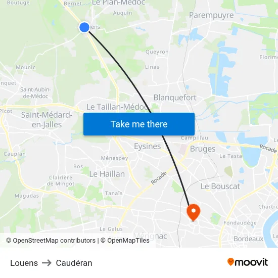 Louens to Caudéran map