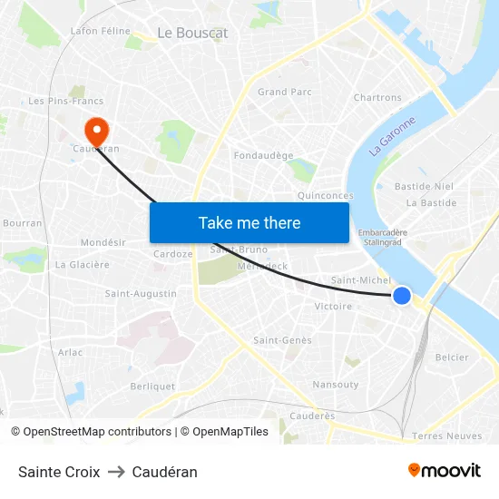 Sainte Croix to Caudéran map