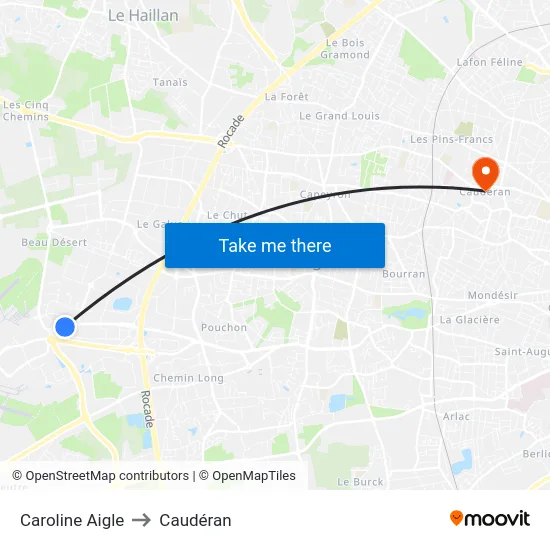 Caroline Aigle to Caudéran map