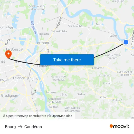 Bourg to Caudéran map