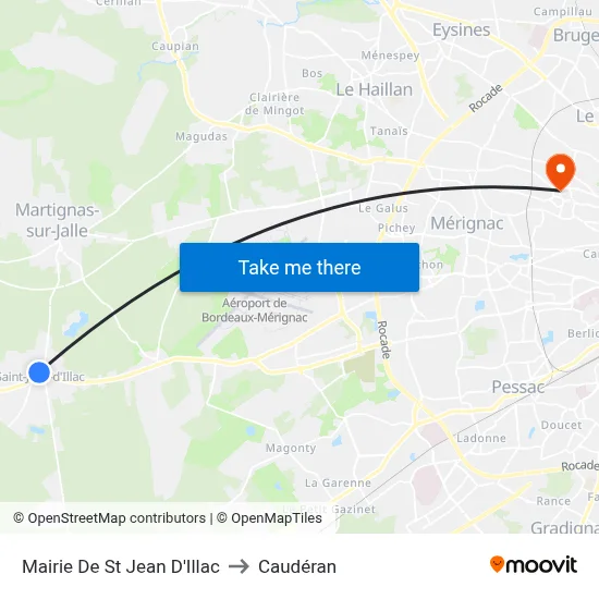 Mairie De St Jean D'Illac to Caudéran map