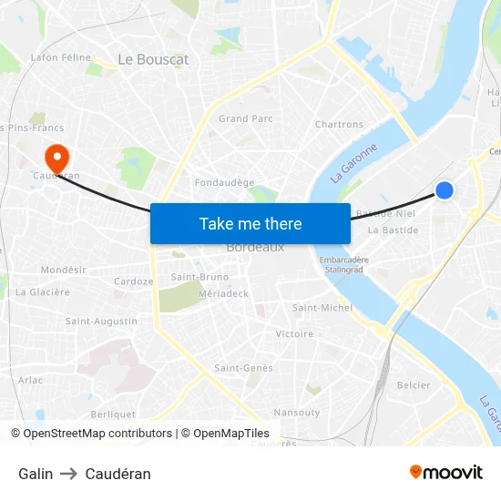 Galin to Caudéran map