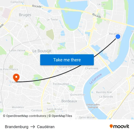 Brandenburg to Caudéran map