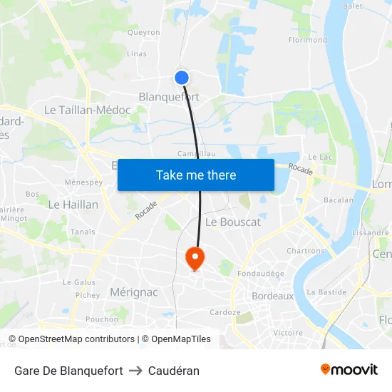 Gare De Blanquefort to Caudéran map