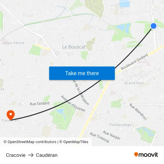 Cracovie to Caudéran map