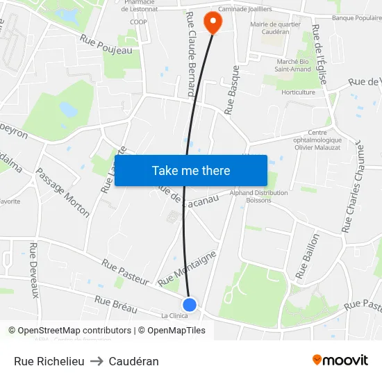 Rue Richelieu to Caudéran map
