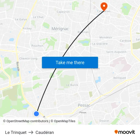 Le Trinquet to Caudéran map