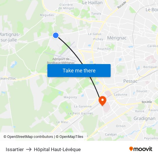 Issartier to Hôpital Haut-Lévêque map