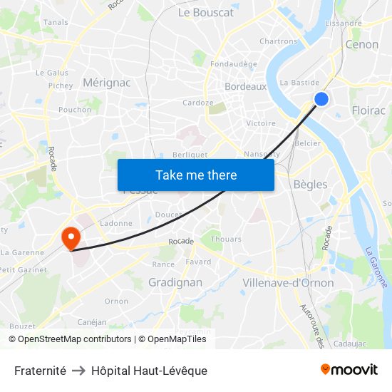 Fraternité to Hôpital Haut-Lévêque map