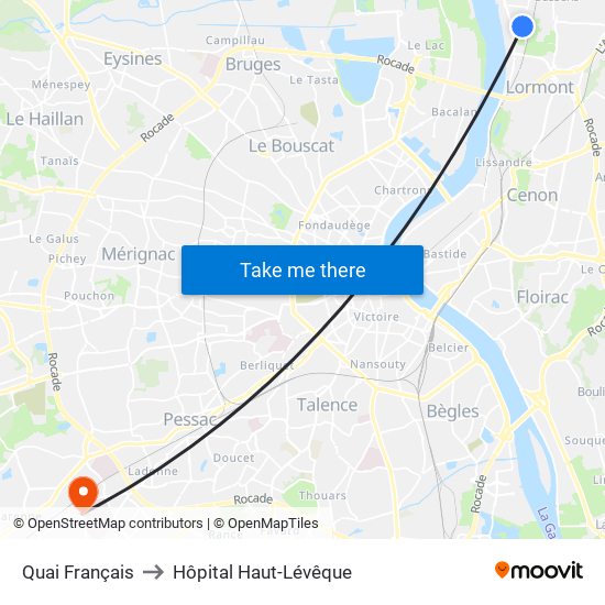 Quai Français to Hôpital Haut-Lévêque map