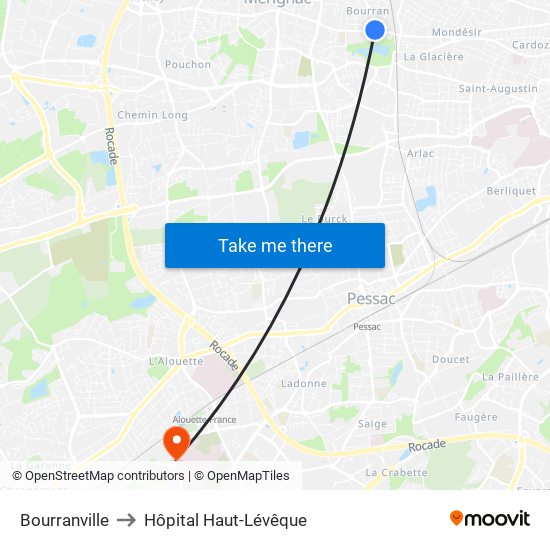 Bourranville to Hôpital Haut-Lévêque map