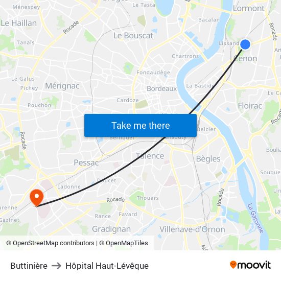 Buttinière to Hôpital Haut-Lévêque map