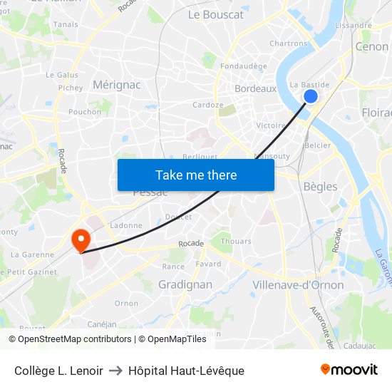 Collège L. Lenoir to Hôpital Haut-Lévêque map
