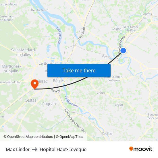 Max Linder to Hôpital Haut-Lévêque map