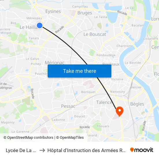 Lycée De La Plaine to Hôptal d'Instruction des Armées Robert Picqué map